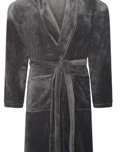 Mens Flannel Fleece Bathrobe Warm Soft Dressing Gown Bath Robe Shawl Collar