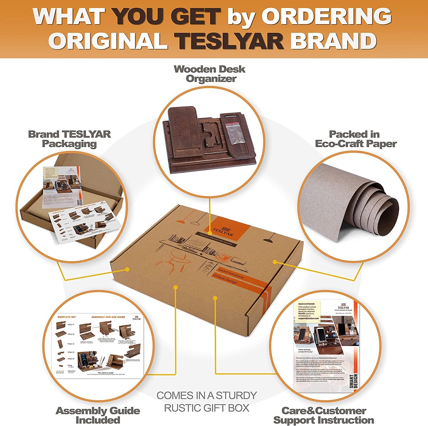 Wood Phone Docking Station Desk Organizer, Nightstand Key & Wallet Stand, Gifts for Men – Birthday, Anniversary, Christmas, Fathers Day (Brown)