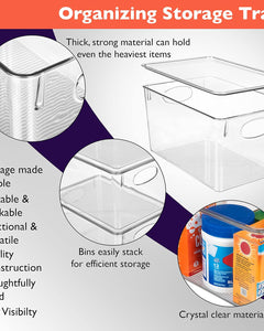 Plastic Storage Bins with Lids – Perfect Kitchen Fridge Organizer, Pantry Organization, Cabinet Organizers (4 Pack)