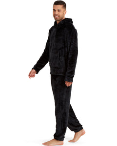 Snuggaroo Mens Soft Fleece Hooded Pjs Pyjama Bottoms Top Loungewear Set