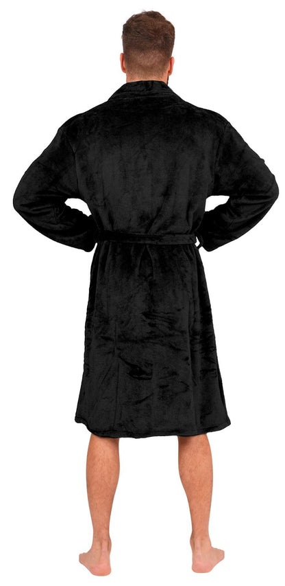 Mens Flannel Fleece Bathrobe Warm Soft Dressing Gown Bath Robe Shawl Collar