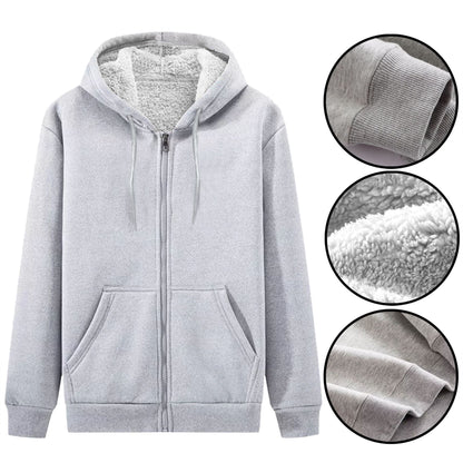 Mens Sherpa Fleece Fur Lined Winter Hoodie Warm Jacket Thick Hooded Full Zip