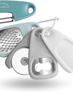 Kitchen Gadgets Set 5 Pieces, Stackable Cooking Tools Space Saving for Small Kitchen, Accessories for RV Camper inside Dishwasher Safe (Blue)