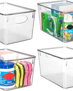 Plastic Storage Bins with Lids – Perfect Kitchen Fridge Organizer, Pantry Organization, Cabinet Organizers (4 Pack)