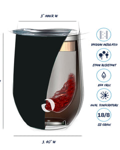 DRINCO® 12oz Insulated Wine Tumbler Glass (Matte Charcoal)