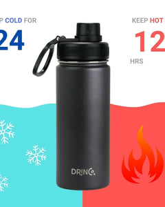 DRINCO® 18oz Stainless Steel Sport Water Bottle - Black