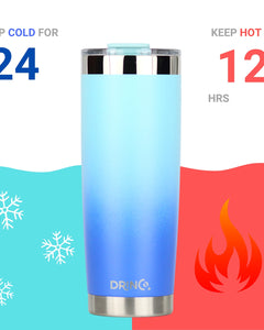 DRINCO® 20oz Insulated Tumbler Spill Proof Lid 2 Straws (SkyBlue)