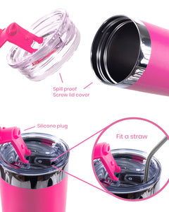 DRINCO®  20oz Insulated Tumbler Spill Proof Lid 2 Straws(Island Pink)