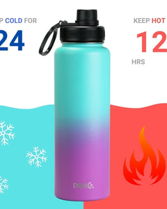 DRINCO® 40oz Stainless Steel Sport Water Bottle - Ombre Fuschia Teal