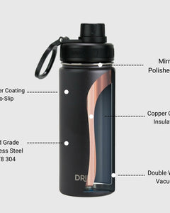 DRINCO® 18oz Stainless Steel Sport Water Bottle - Black