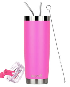 DRINCO®  20oz Insulated Tumbler Spill Proof Lid 2 Straws(Island Pink)