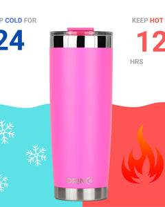 DRINCO®  20oz Insulated Tumbler Spill Proof Lid 2 Straws(Island Pink)