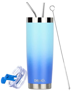 DRINCO® 20oz Insulated Tumbler Spill Proof Lid 2 Straws (SkyBlue)