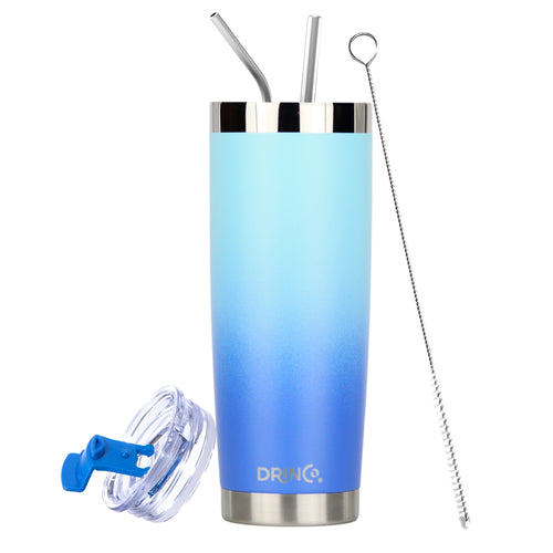 DRINCO® 20oz Insulated Tumbler Spill Proof Lid 2 Straws (SkyBlue)