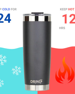 DRINCO®  20oz Insulated Tumbler w/Spill Proof Lid, 2 Straws(Black)