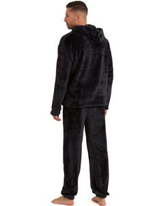 Snuggaroo Mens Soft Fleece Hooded Pjs Pyjama Bottoms Top Loungewear Set