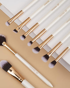 Professional Makeup Brushes Set (12Pcs), Pearl Flash Handles, Comfortable to Hold and Easy to Use. Full Face Travel Make up Brushes Set Professional with Case