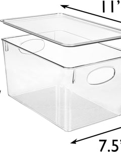 Plastic Storage Bins with Lids – Perfect Kitchen Fridge Organizer, Pantry Organization, Cabinet Organizers (4 Pack)