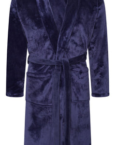 Mens Flannel Fleece Bathrobe Warm Soft Dressing Gown Bath Robe Shawl Collar