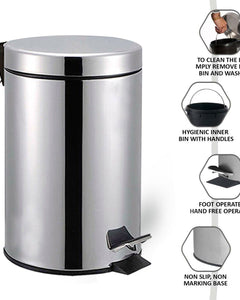 3 Litre Bathroom Pedal Rubbish Waste Bin and Toilet Brush Holder Set