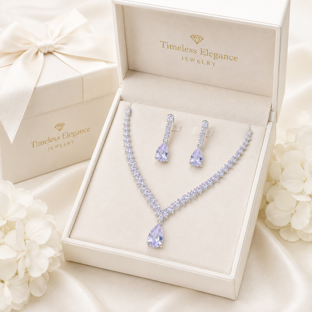 Celeste Teardrop Crystal Necklace & Earring Set