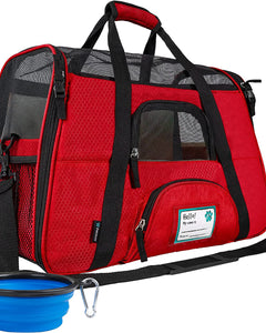 Airline Approved Pet Carrier for Cat, Soft Sided Dog Carrier for Small Dogs, Cat Travel Supplies Accessories for Indoor Cats, Ventilated Pet Carrying Bag Medium Large Kitten Puppy, Small Red