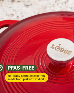3.6 Quart Enameled Cast Iron Oval Casserole with Lid– Dual Handles – Oven Safe up to 500° F or on Stovetop - Use to Marinate, Cook, Bake, Refrigerate and Serve – Island Spice Red