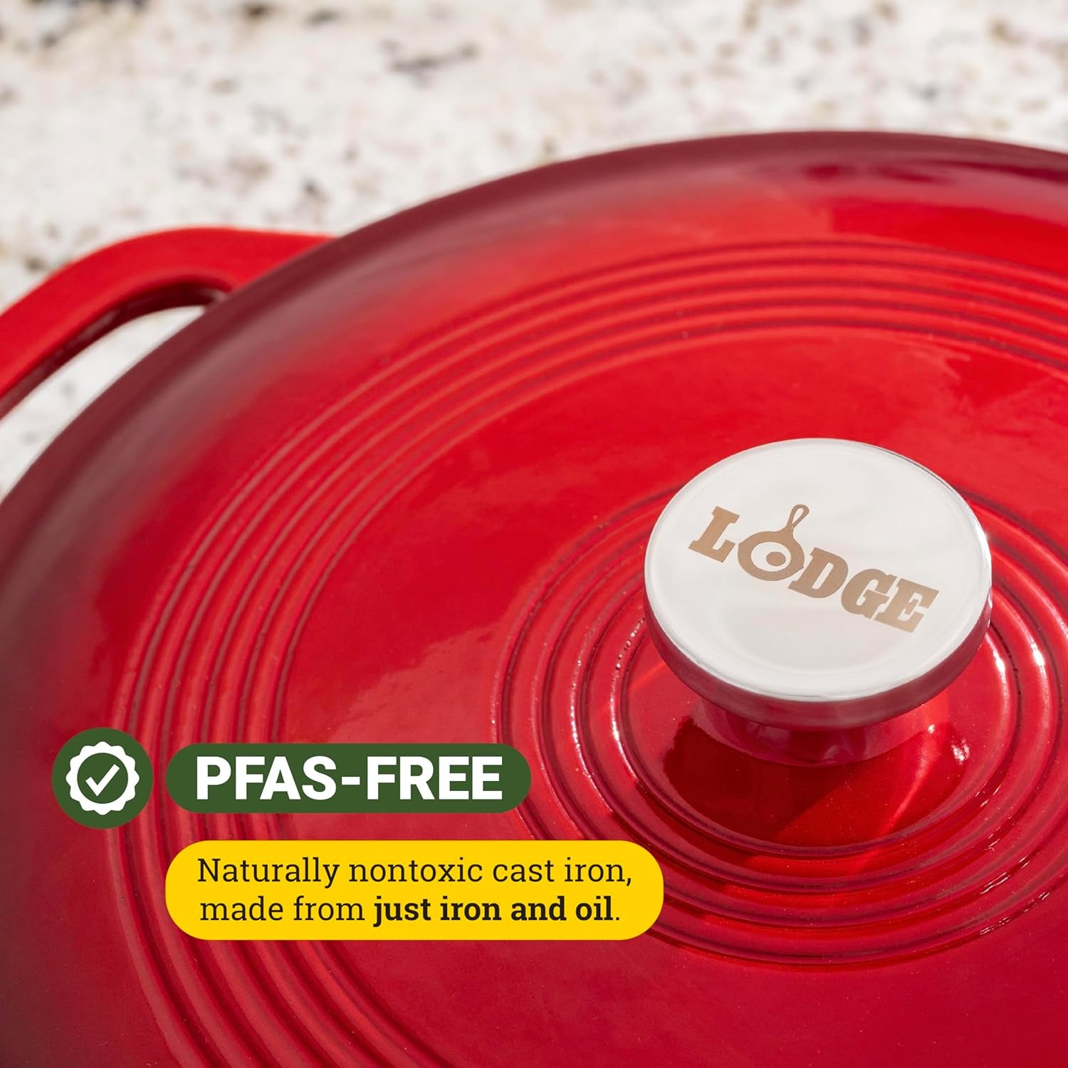 3.6 Quart Enameled Cast Iron Oval Casserole with Lid– Dual Handles – Oven Safe up to 500° F or on Stovetop - Use to Marinate, Cook, Bake, Refrigerate and Serve – Island Spice Red