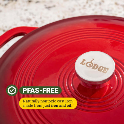 3.6 Quart Enameled Cast Iron Oval Casserole with Lid– Dual Handles – Oven Safe up to 500° F or on Stovetop - Use to Marinate, Cook, Bake, Refrigerate and Serve – Island Spice Red