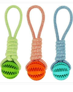 Rubber Ball Chew Toy with Cotton Rope