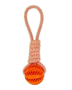 Rubber Ball Chew Toy with Cotton Rope