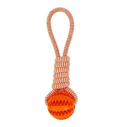 Rubber Ball Chew Toy with Cotton Rope
